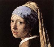 VERMEER VAN DELFT, Jan Girl with a Pearl Earring (detail) wet oil